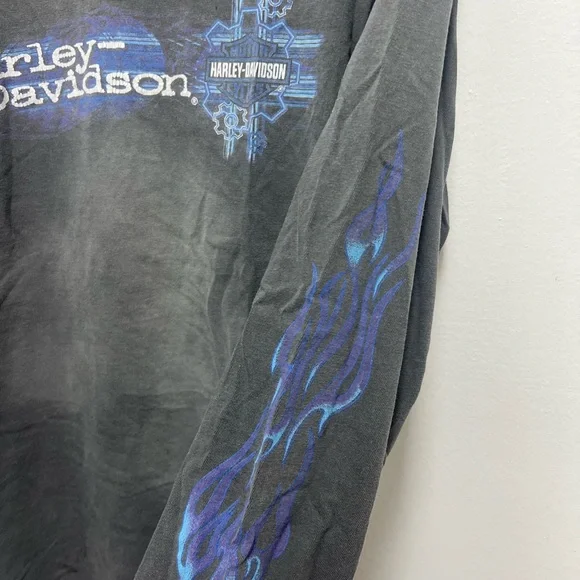 Vintage Harley-Davidson Charlottetown Canada Black Long Sleeve Shirt - Picture 2 of 5